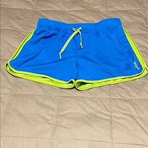 Reebok Women's Athletic Shorts in Blue and Neon Green